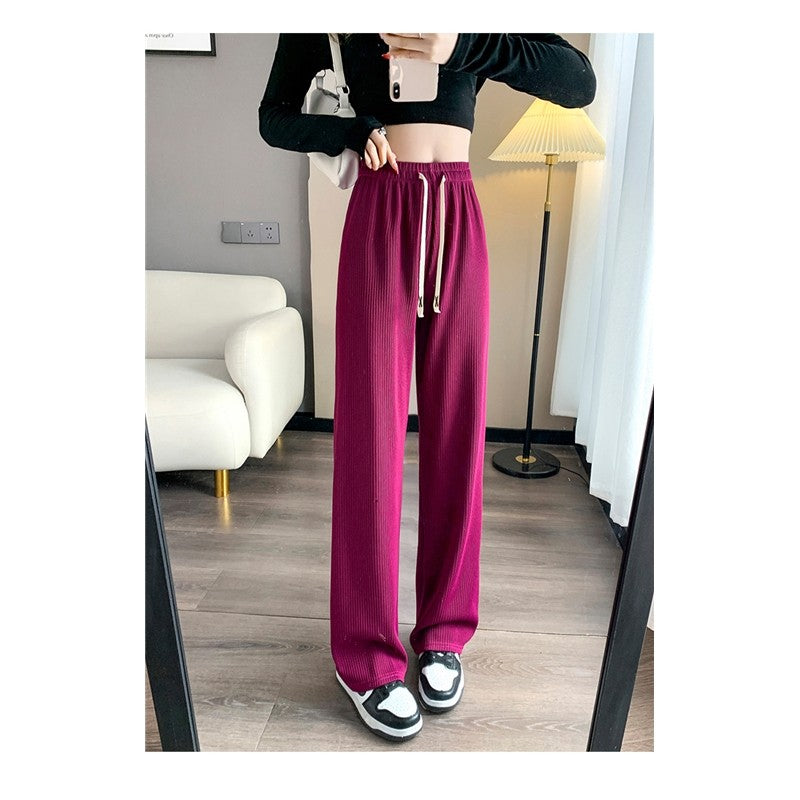 Drawstring Casual Loose Pants in Solid Color Straight Leg