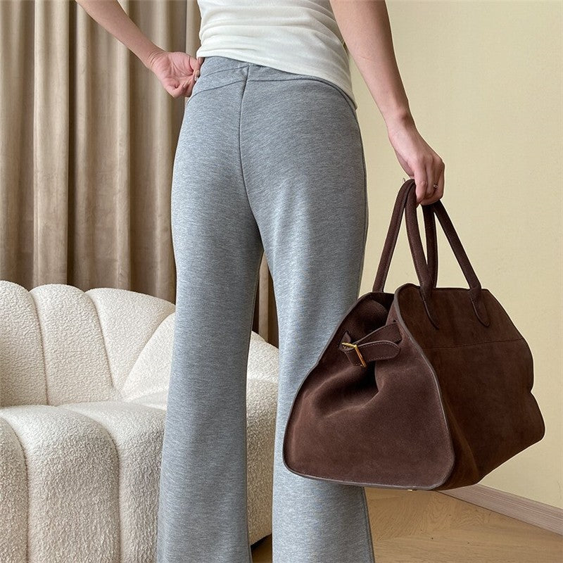 High-Waisted Flared Pants with Velvet-Lined Interior