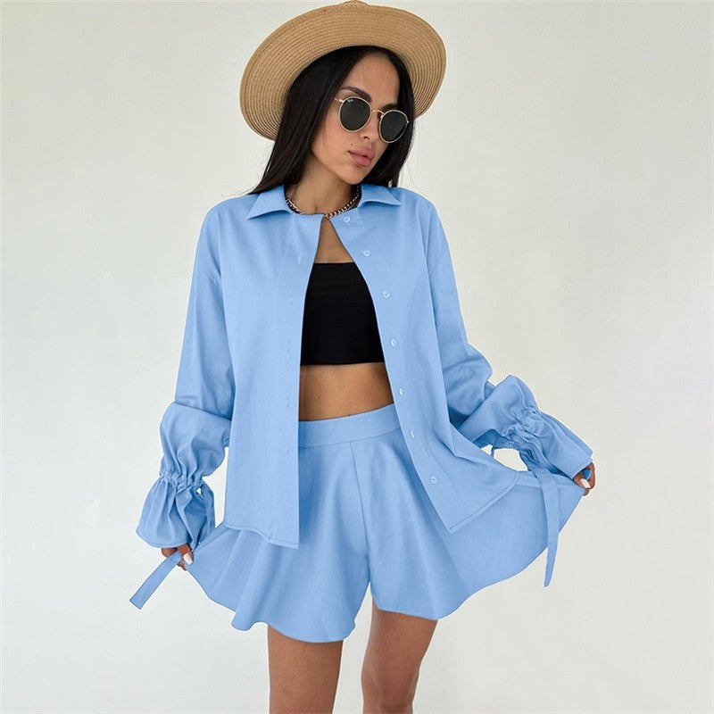 Solid Color Long Sleeve Shorts Pajama Set

Suggested optimization: Cozy Solid Color Long Sleeve Pajama Set