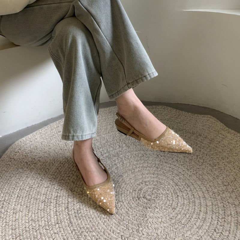 Women's Sequin Pointed-Toe Pumps | Elegant French-Style Heels