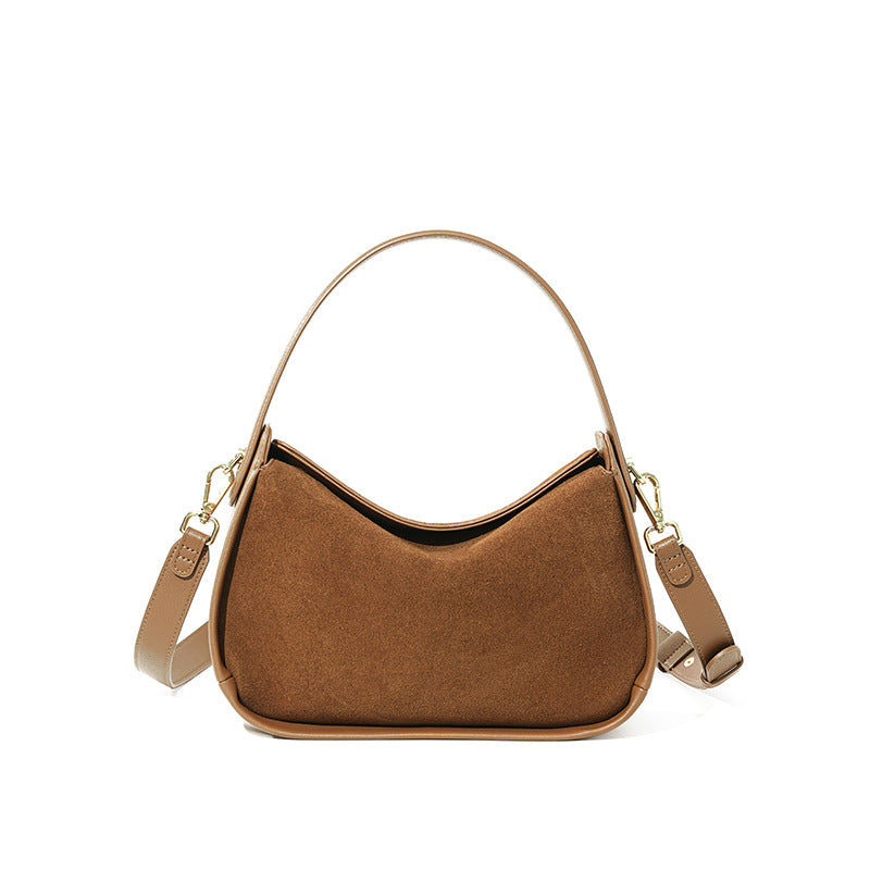 Women's Genuine Suede Leather Crossbody Bag – Vintage Style Shoulder Handbag