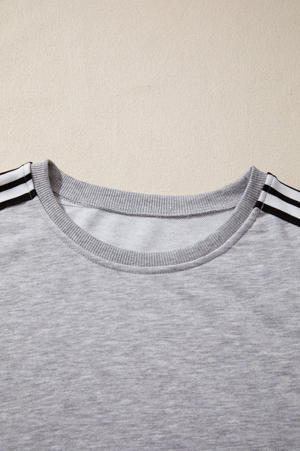 Light Grey Patchwork Detail Raw Edge Oversize Tee
