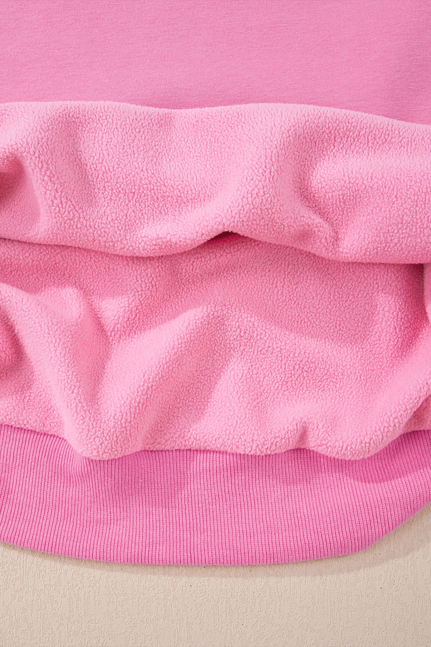 Bright Pink Oversize Drop Shoulder Reversible Mock Neck Sweatshirt