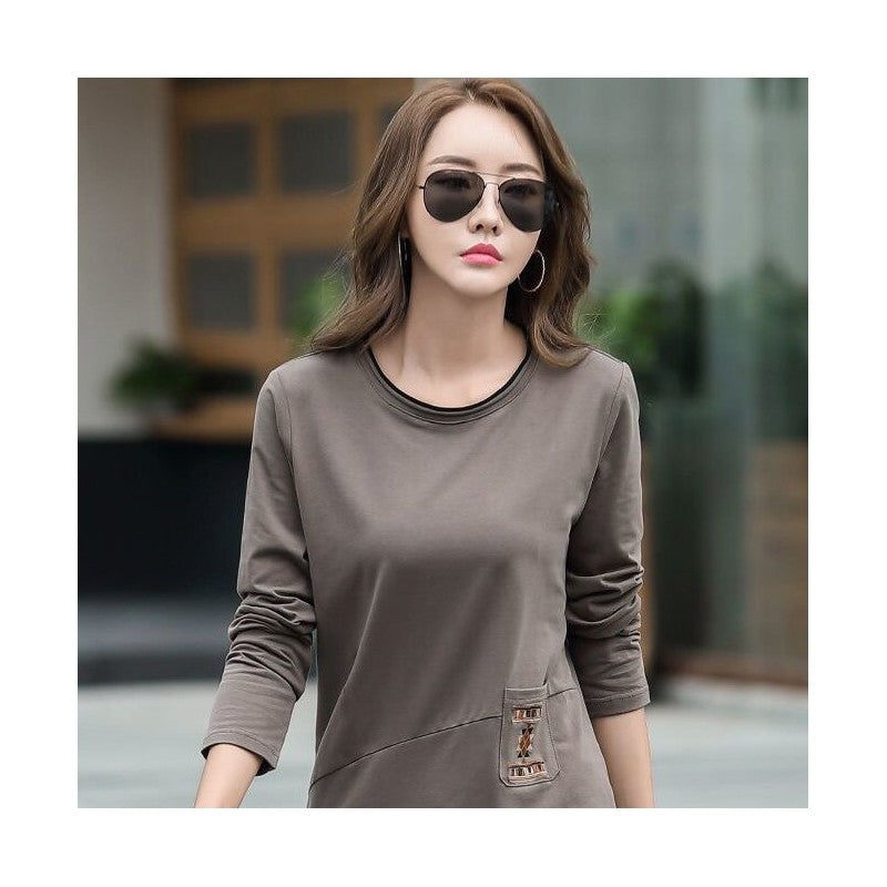 Long Sleeve T-Shirt with Embroidered Patch Pocket