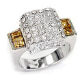 Rhodium 925 Sterling Silver Ring with Top Grade Crystal in Topaz