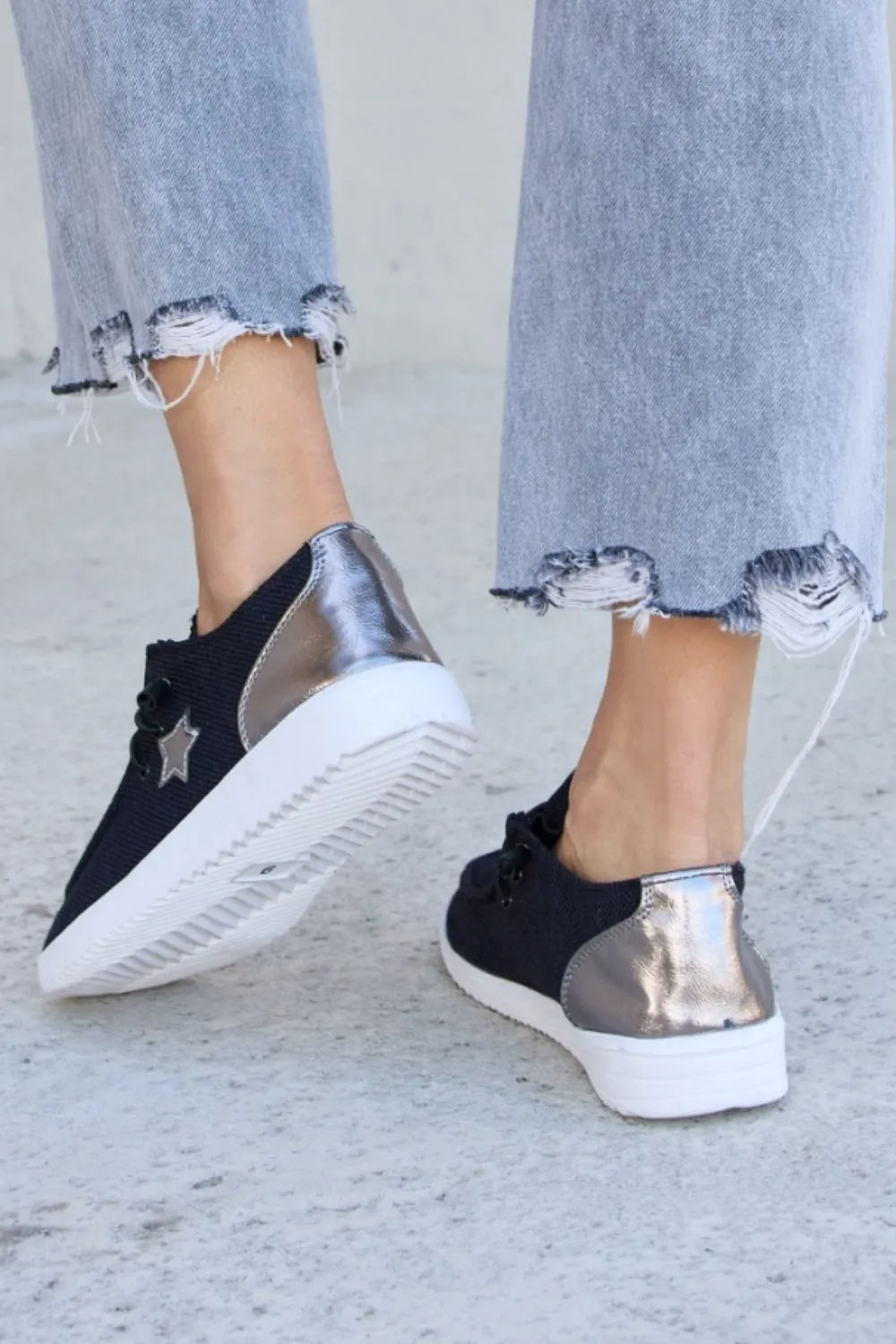 Star Lace-Up Flat Sneakers