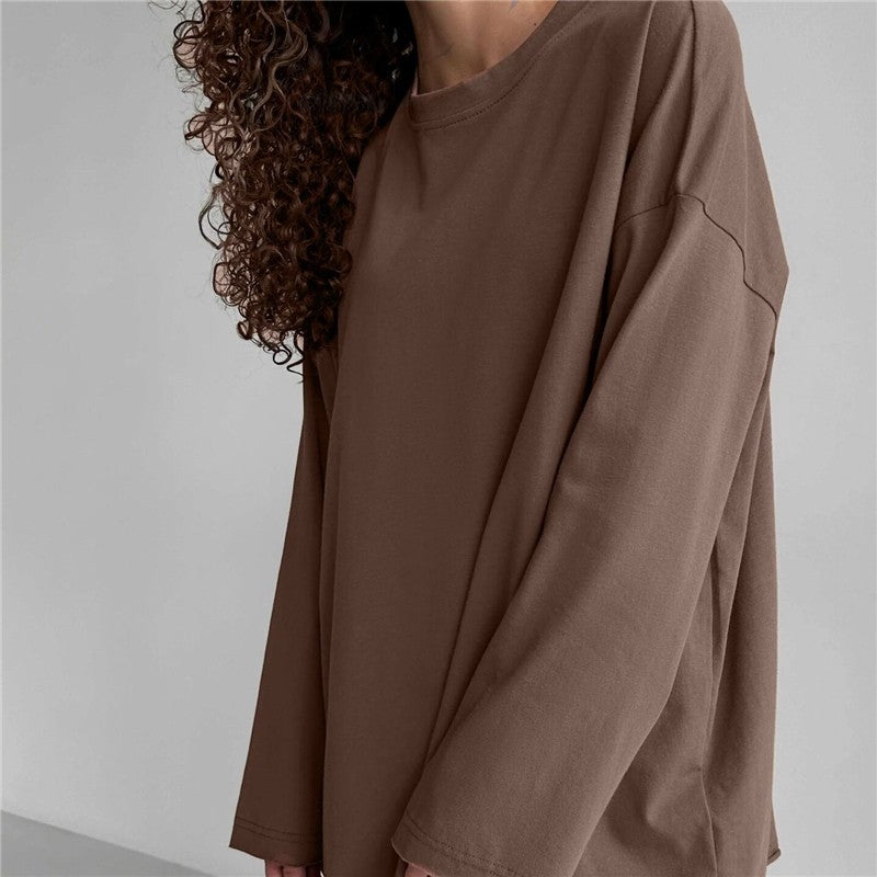 Relaxed Fit Solid Long Sleeve Tee