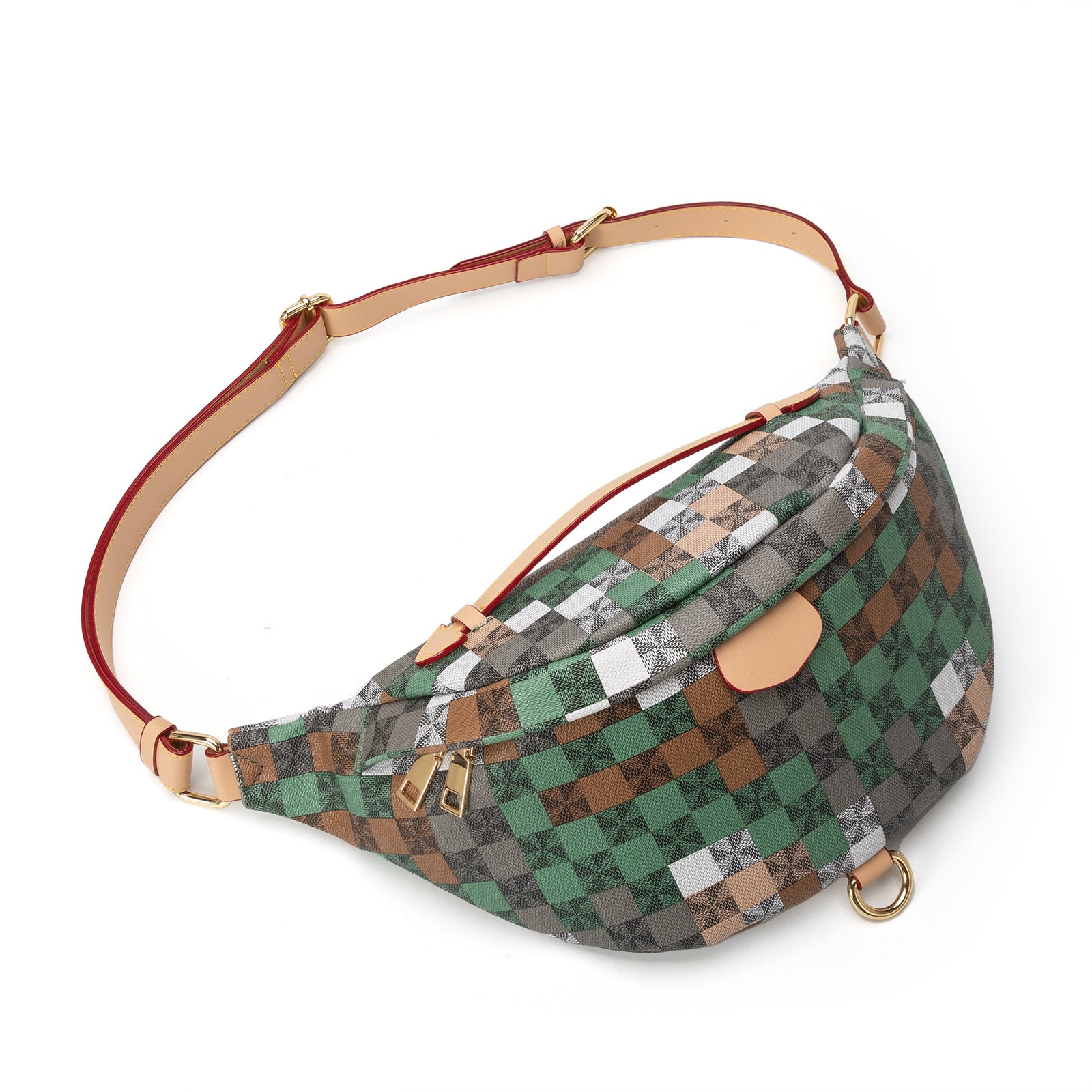 Women's Retro Plaid Crossbody Shoulder Bag - PU Leather Casual Handbag with Adjustable Strap