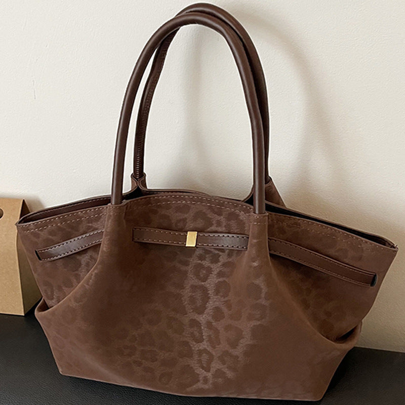 Women's Retro Suede Tote Handbag - Quilted Shoulder Bag with Patchwork Detail
