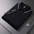 Solid Color Collared Printed Polo Shirt