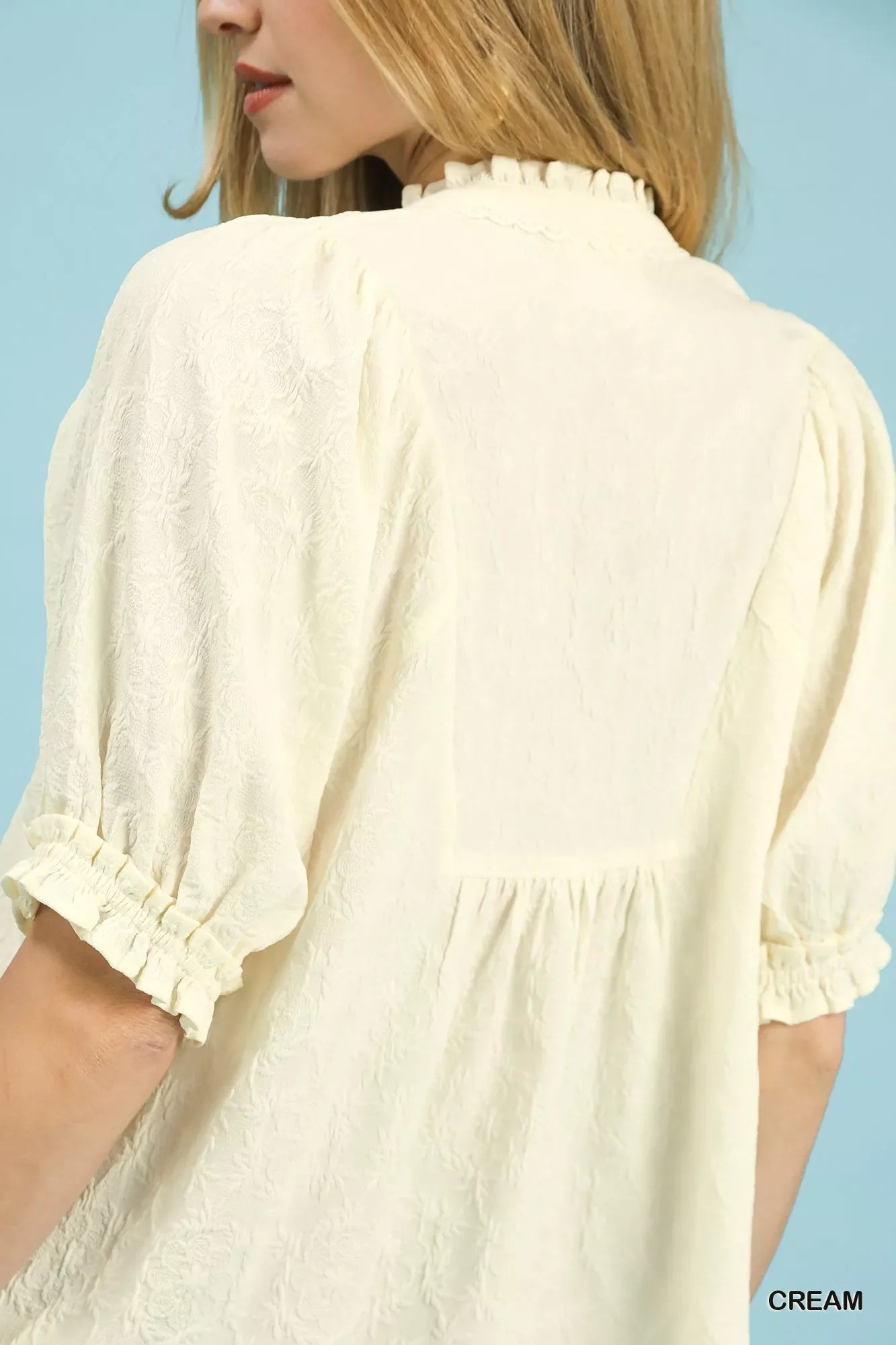 Textured Smocked Peasant Top