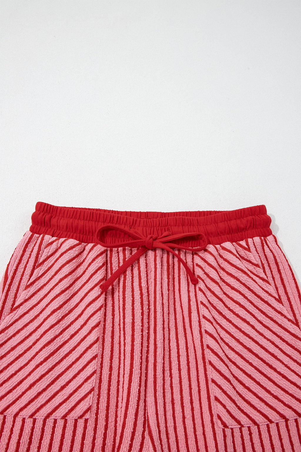 Rose Stripe Crew Neck Tee Drawstring Waist Cropped Pants Set
