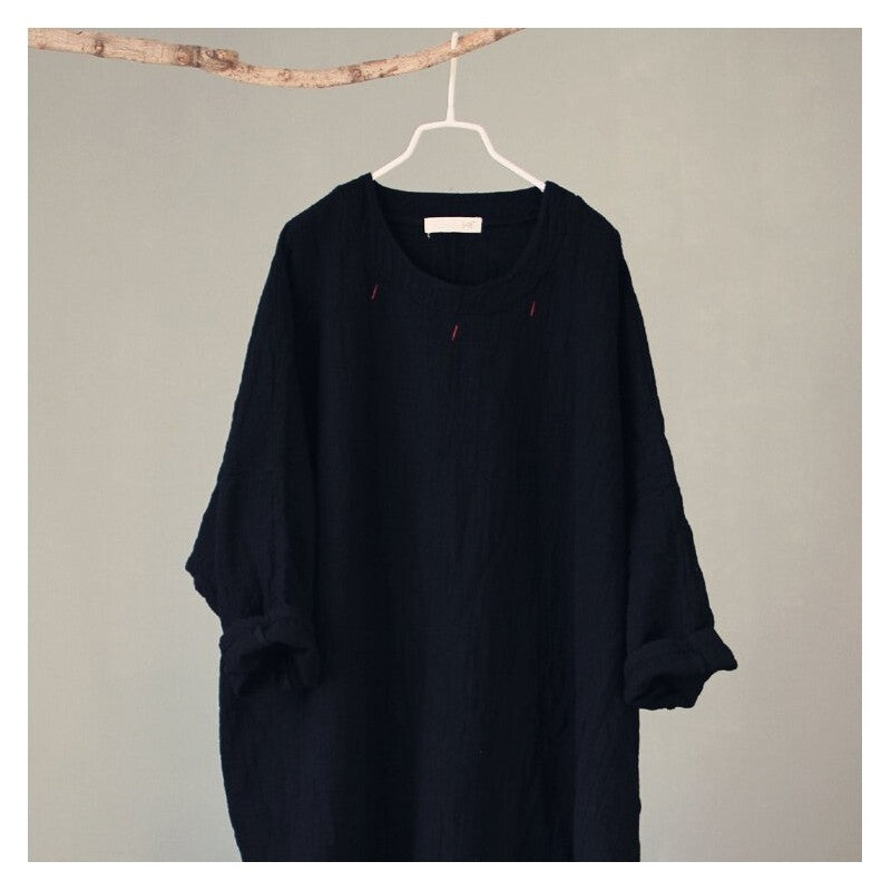 Embroidered Maxi Dress with Solid Color Long Sleeves
