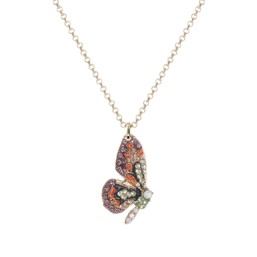 Statement Necklace Multi Rhinestone Butterfly Wing Trendy Chic Jewelry
