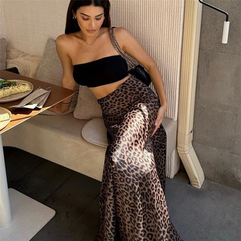 Fashionable Leopard Print Bodycon Mermaid Skirt