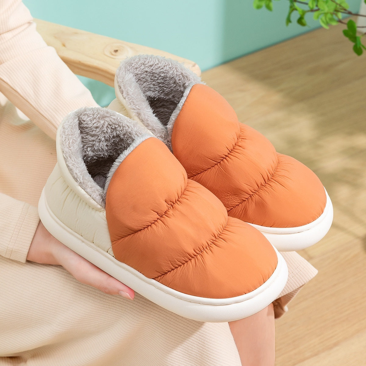 Women's Down-Filled Cotton Outdoor Shoes - Warm Non-Slip Winter Footwear