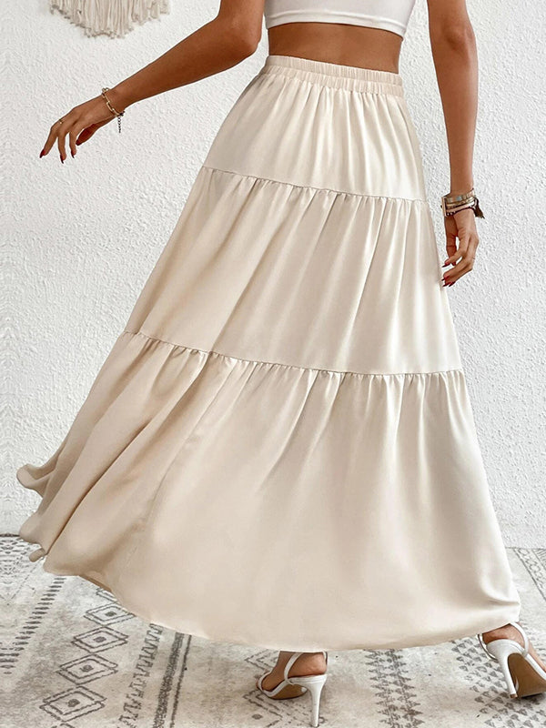Loose Buttoned Pleated Split-Joint Skirts Bottoms
