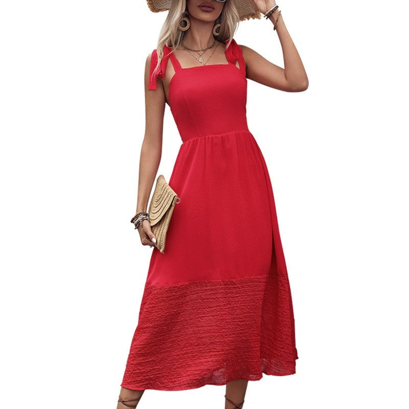 Solid Color Sleeveless Strappy Dress in Trendy Fashion Style
