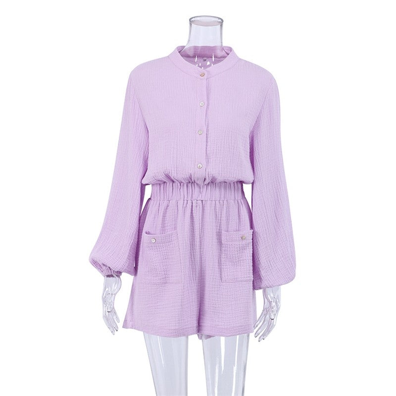 Solid Color Long Sleeve Jumpsuit
