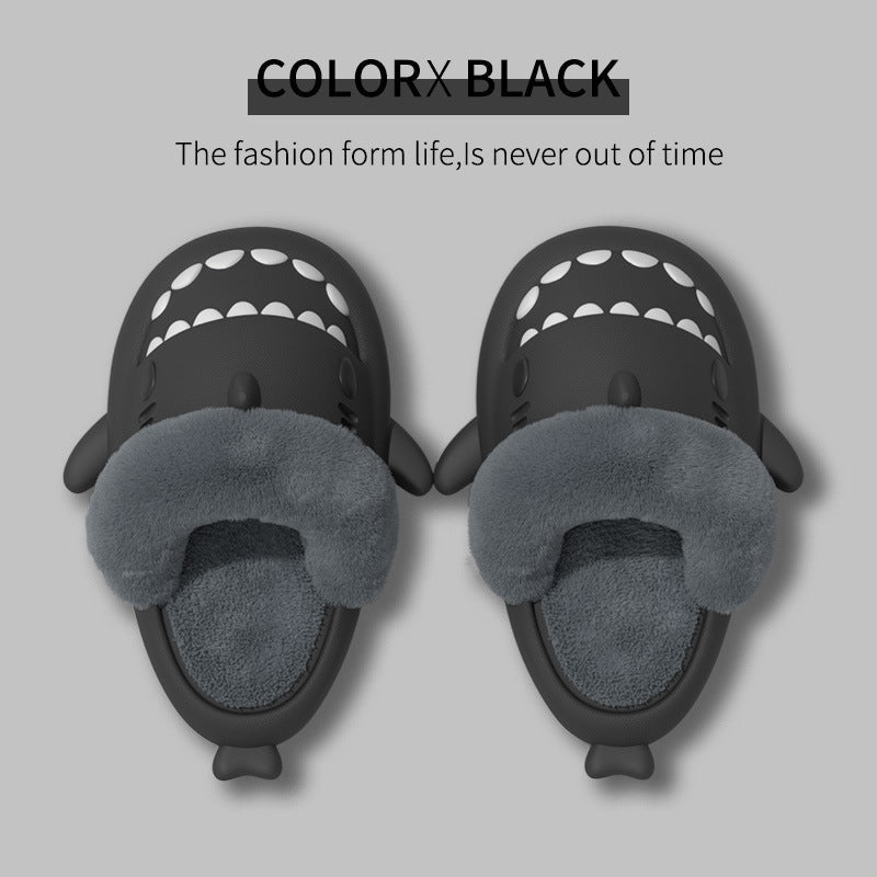 Shark Slippers Warm Fuzzy House Shoes | Detachable Fuzzy Winter Bedroom Slippers