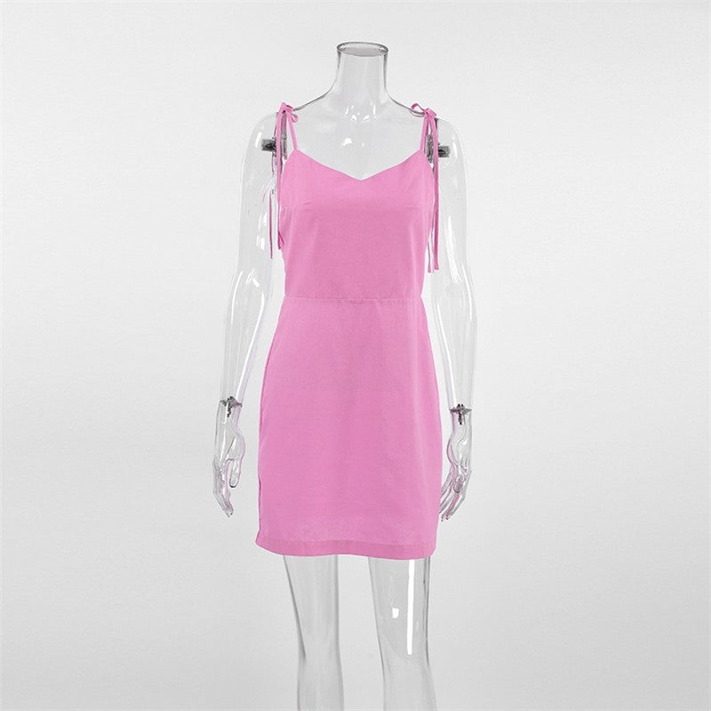 Sleek Black Backless Halter Mini Nightdress