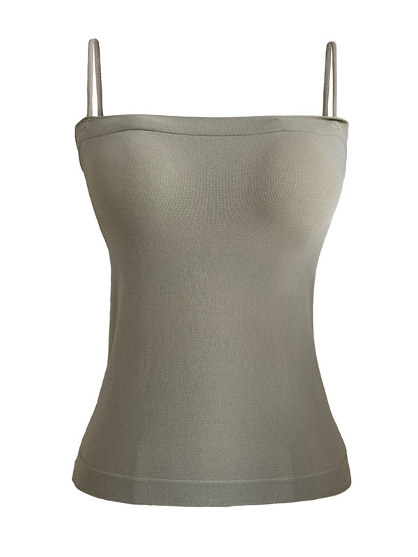 Simple Casual Solid Color Spaghetti-Neck Vest Top