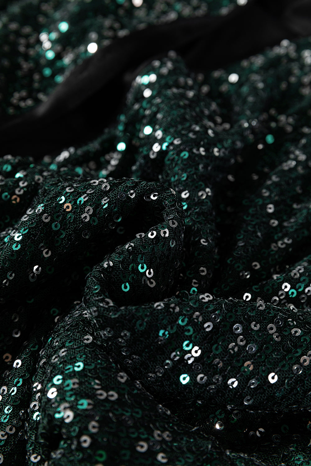 Evergreen Glitter Sequin Open Front Long Sleeve Top