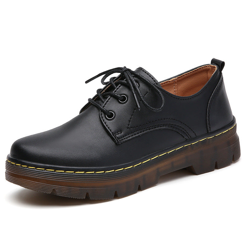 Women's Retro British Style Cutout Flat Shoes | Split Cowhide Leather Round Toe Non-Slip Loafers | Sarah Express
