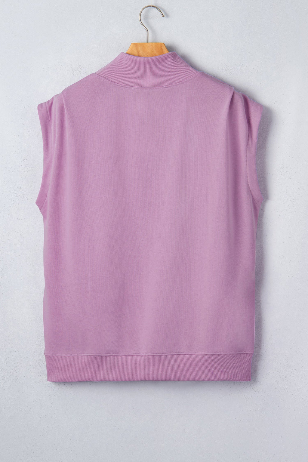 Phalaenopsis Solid Color High Neck Cap Sleeve Loose Top