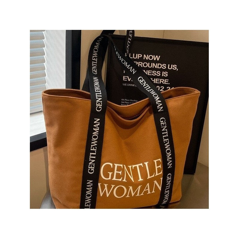 Chic Canvas Tote with Oversized Letter Print