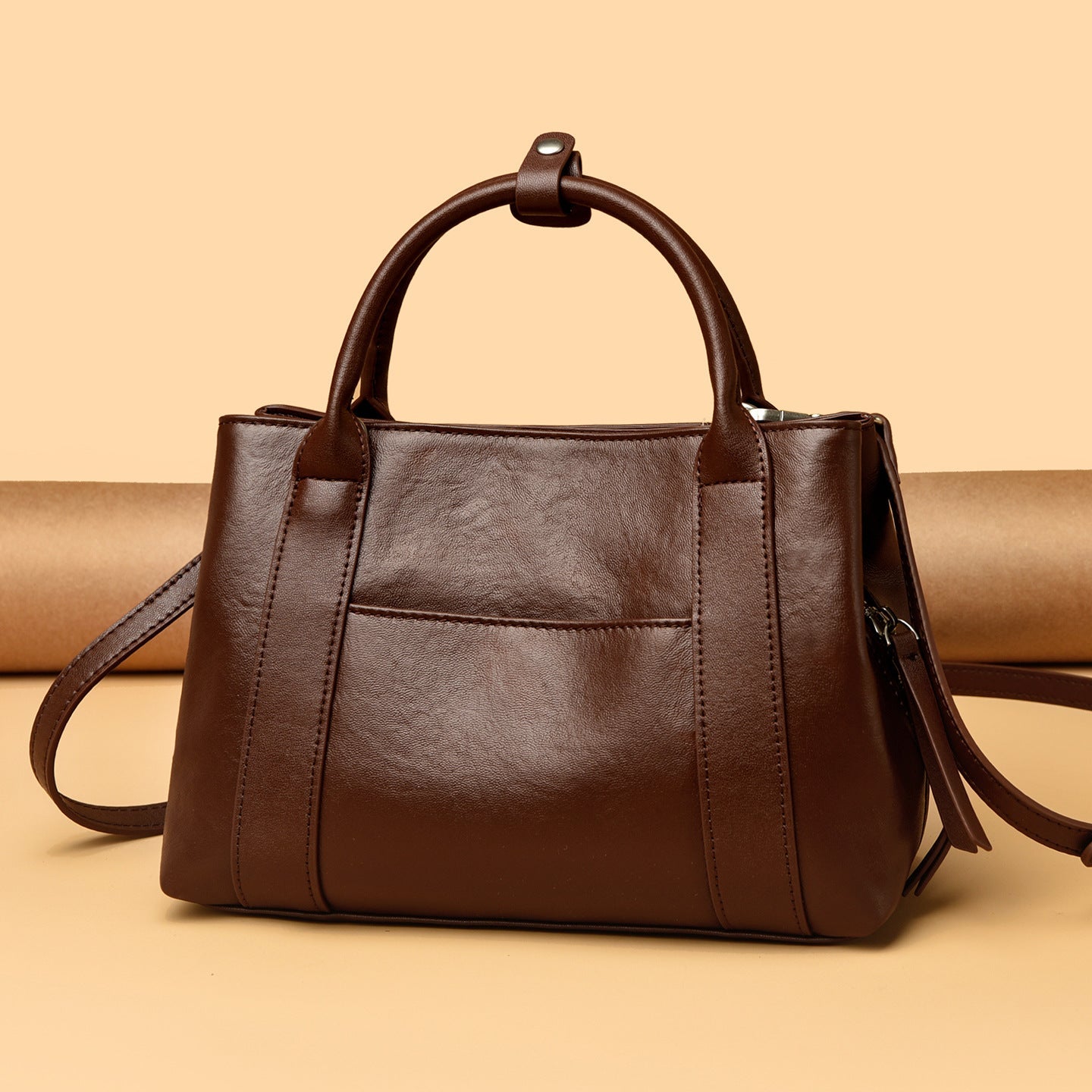 Women's Genuine Leather Crossbody Bag – Classic Minimalist Daily Commute Shoulder Bag