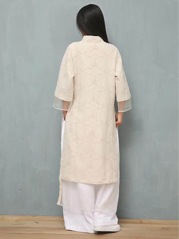 Jacquard Split-joint Ramie Cotton Ao Dai