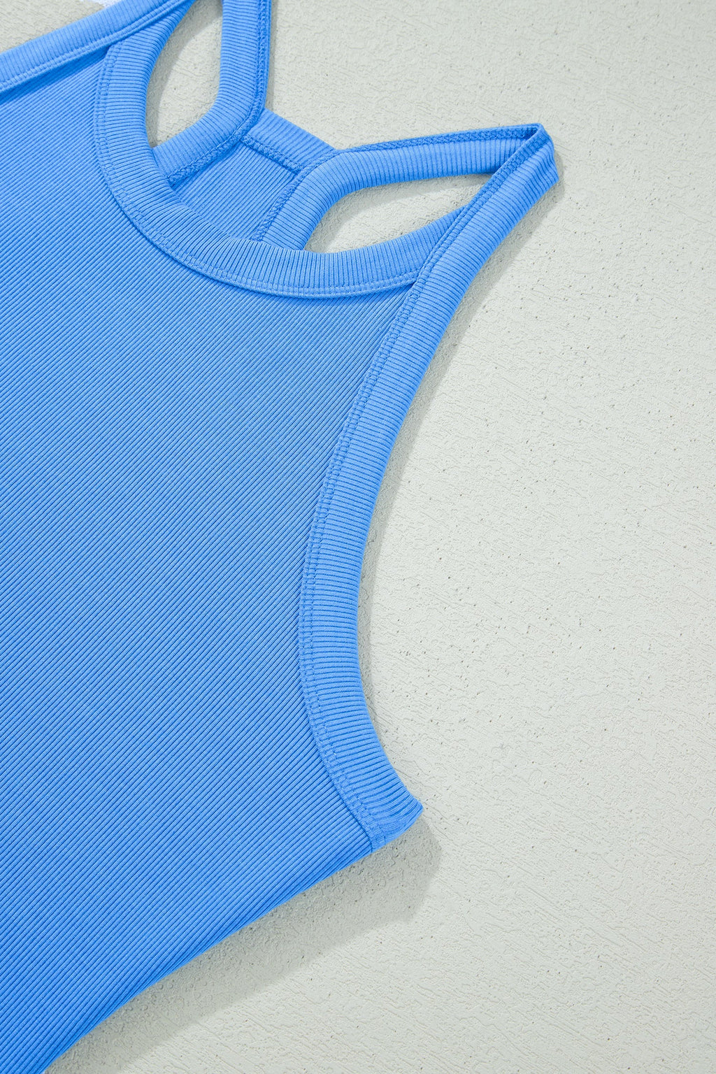 Sky Blue Slim Tank Top Elastic High Waist Shorts 2pcs Outfit