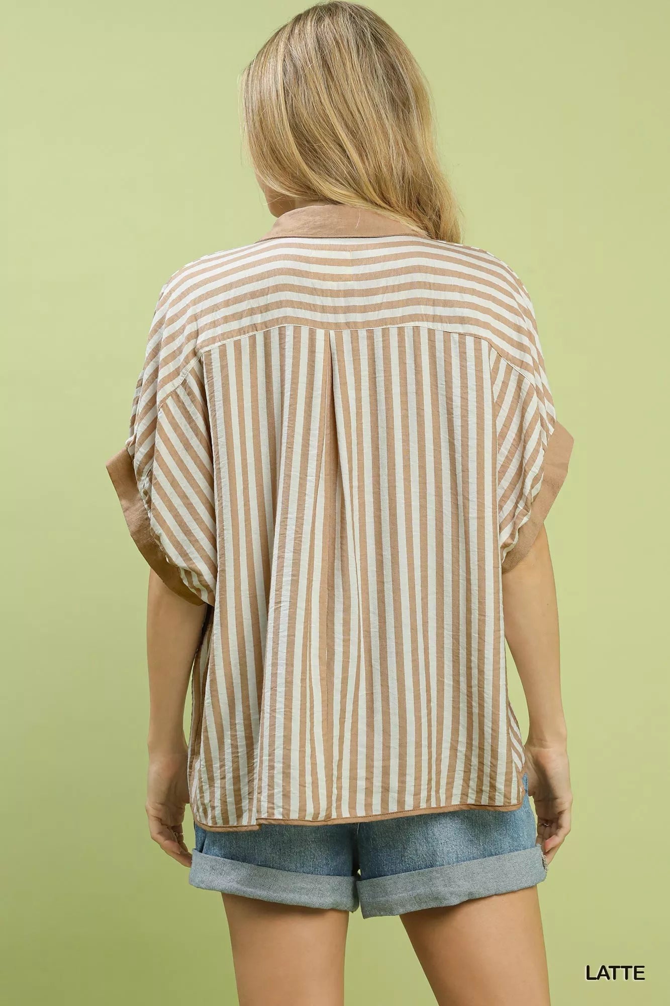 Stripe Collared Oversized Top