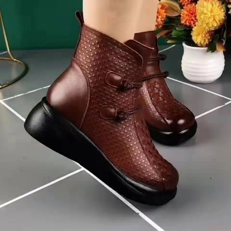 Soft Leather Fleece-Lined Warm Boots