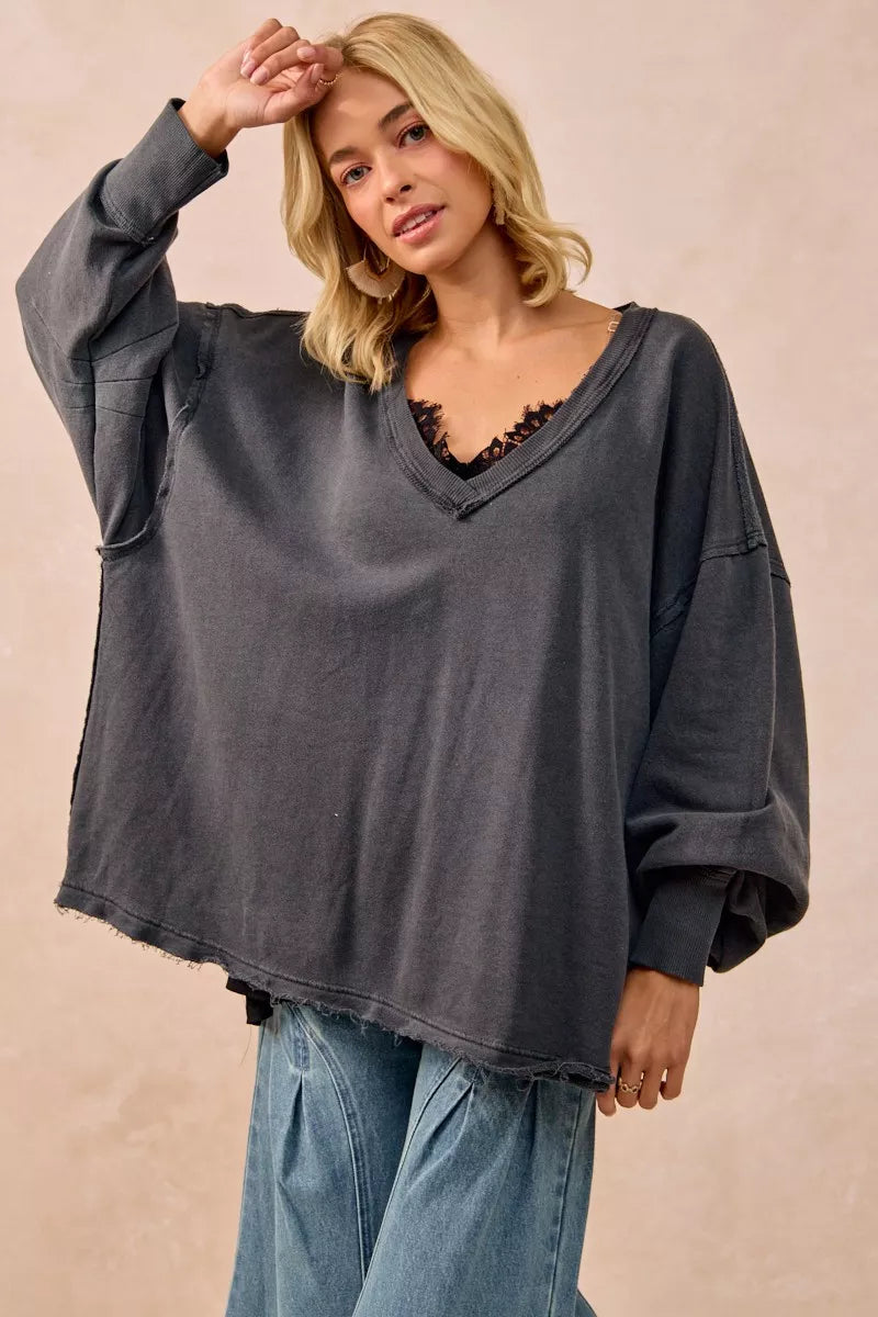 Mineral Washed French Terry Oversized Sweatshirt