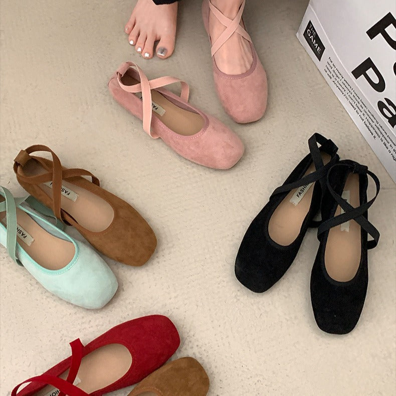 Women's Mary Jane Chunky Heel Flats | Square Toe Buckle Closure PU Leather Shoes