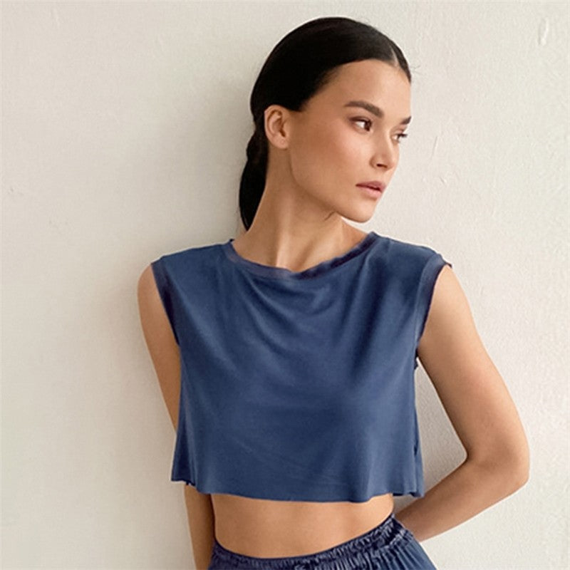 Solid Color Sleeveless Crewneck Tank Top and Wide Leg Pants Set - Loungewear