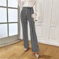 Houndstooth Pattern High-Waisted Bell Bottom Trousers