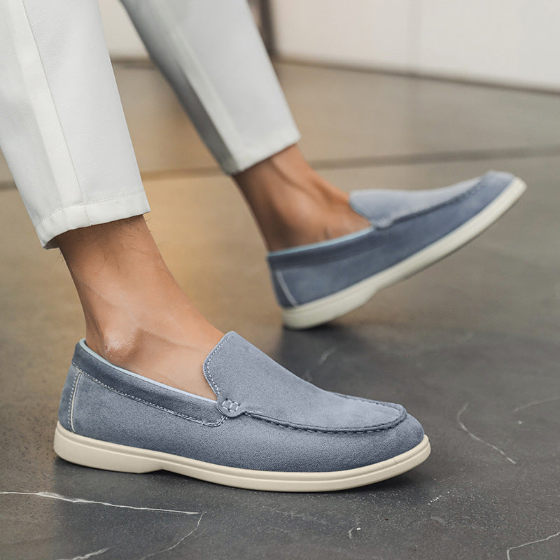 Men's Casual Slip-On Loafers - Premium Leather Patchwork Shoes in Extended Sizes