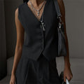 Straight-Cut Suit Vest and Shorts Set