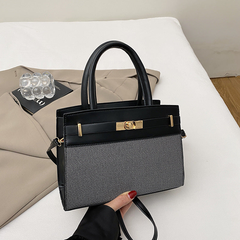 Women's Retro Color-Block Crossbody Bucket Bag – PU Leather Shoulder Bag