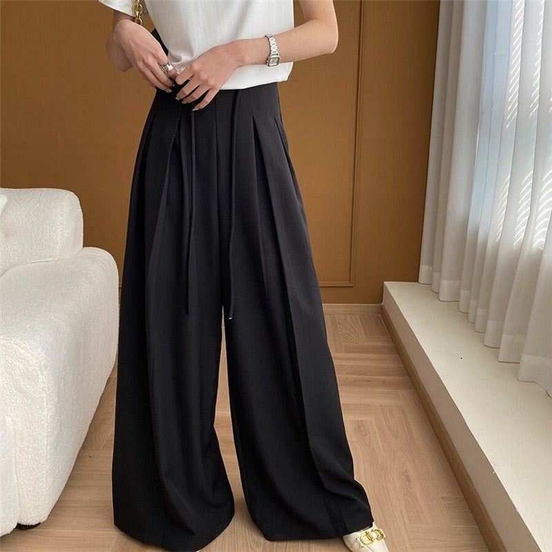 Sure! Here is an optimized title for your clothing product in English:

"Elegant High Waist Wide Leg Trouser Suit with Belt
