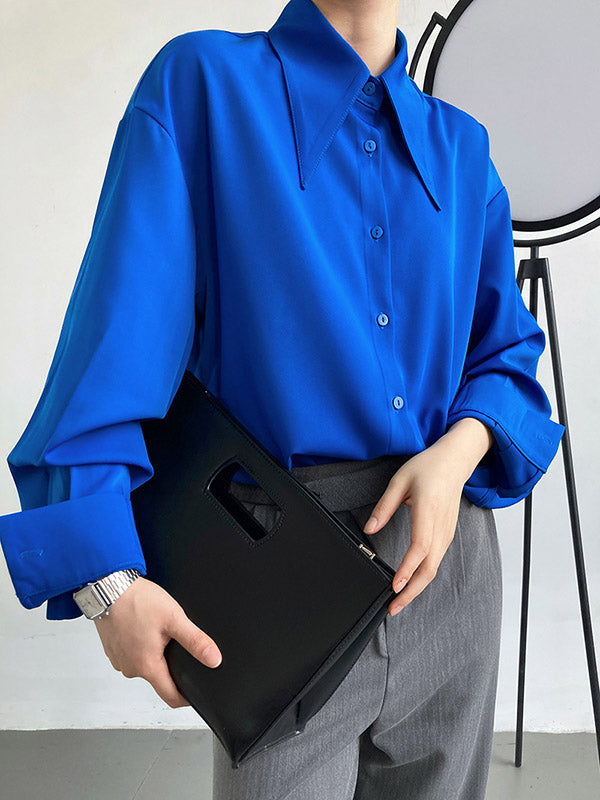 Stylish 3 Colors Solid Color Long Sleeves Blouse