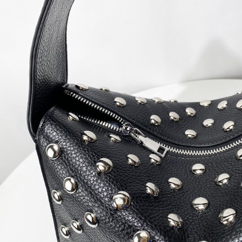 Edgy Rivet Underarm Shoulder Bag - Premium PU Leather Streetwear Handbag