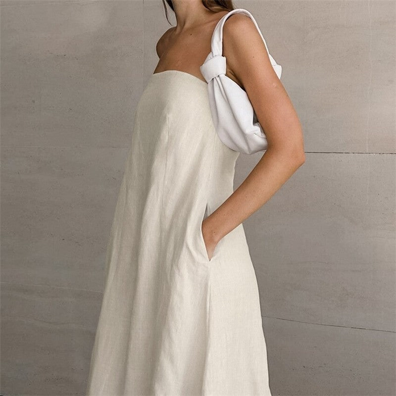 Sophisticated Strapless Maxi Dress in Solid Color