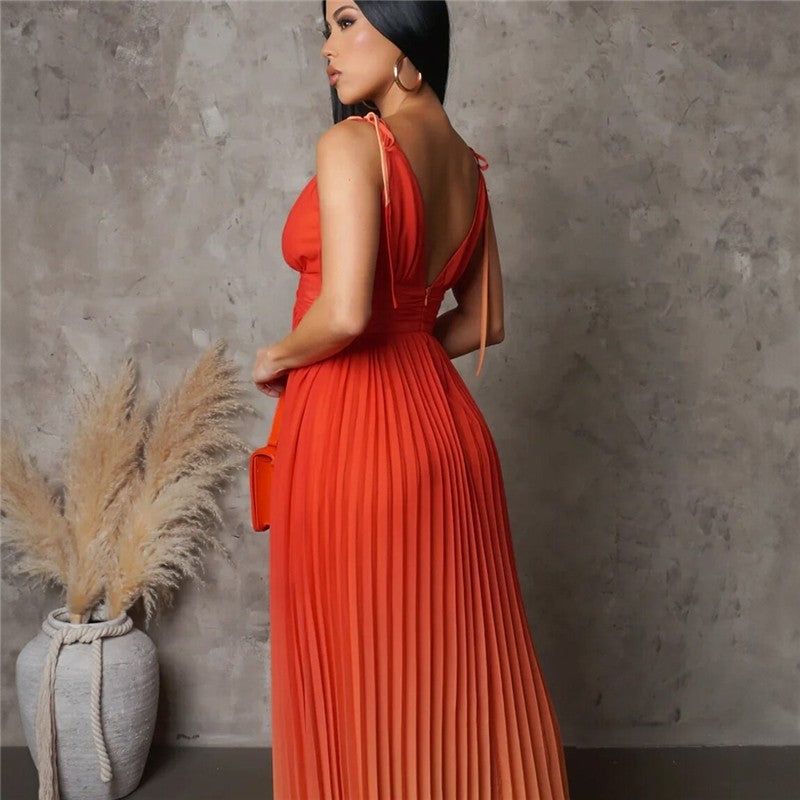 Sure! Here is an optimized title for your clothing product in English:

"Ombre Spaghetti Strap Backless Maxi