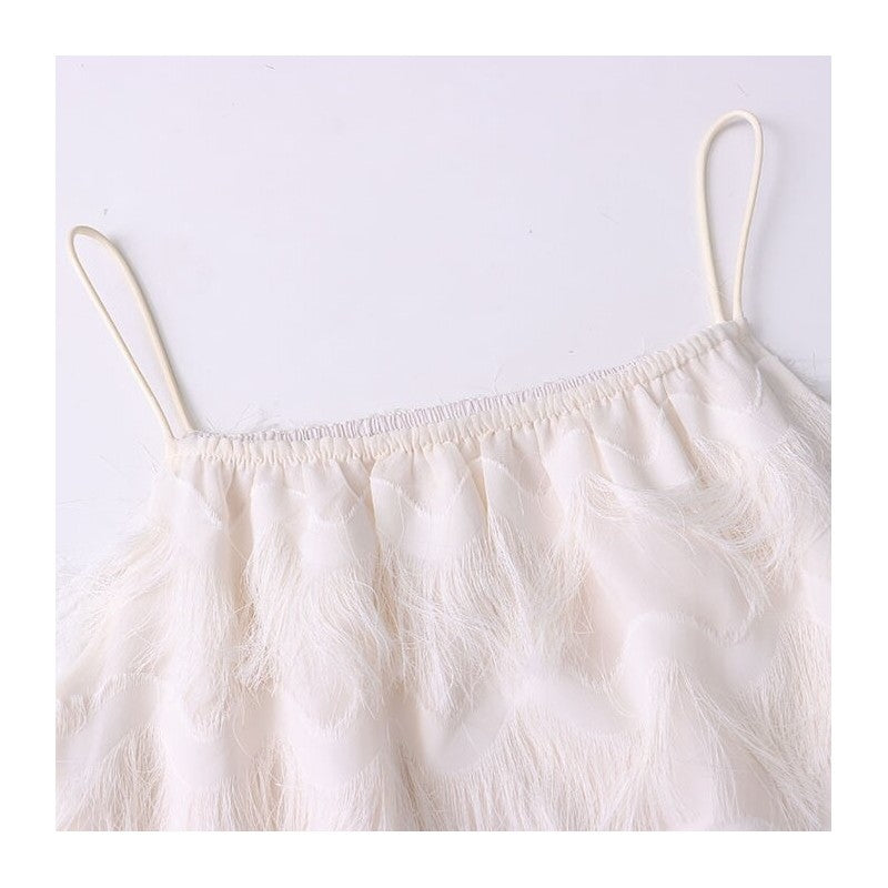 Tassel Feather Strap Dress with Flattering Silhouette