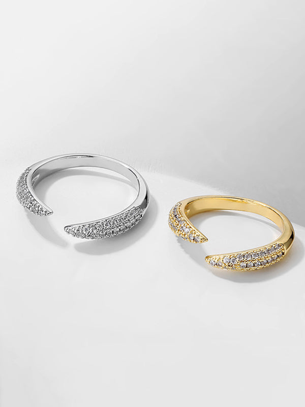 Simple Casual Zircon Adjustable Ring