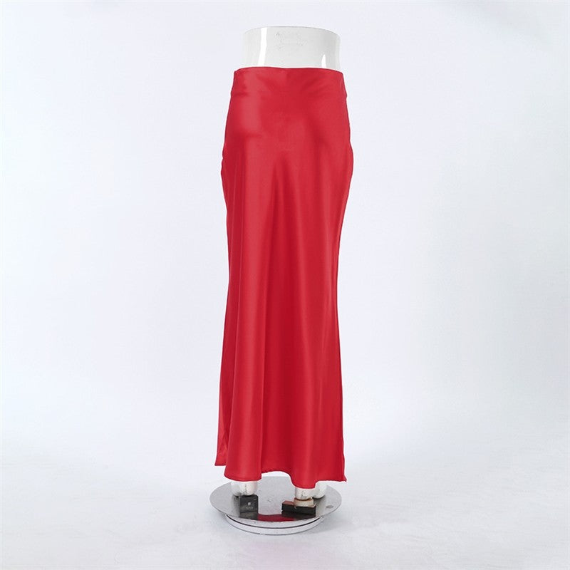 Sleek Satin Mermaid Skirt in Solid Color